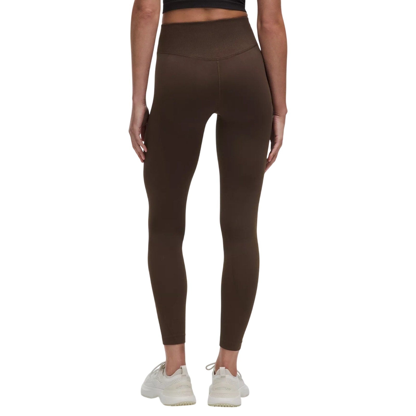Lululemon Glow Up Super-High-Rise Leggings in Goodnight Plum, size 4, laid flat showing waistband and full length.