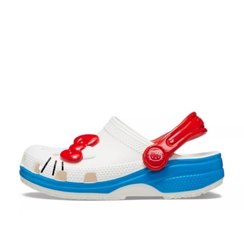 Crocs x Hello Kitty Classic Clog sandals for women’s size 9 and men’s size 7, featuring Hello Kitty design for 50th anniversary 2024