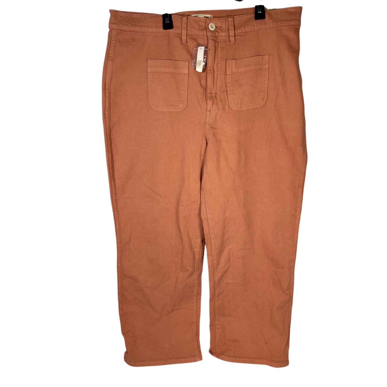 Madewell The Perfect Vintage wide-leg crop pants in terracotta color, size 33, displayed flat.