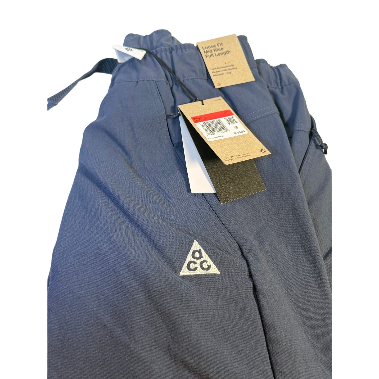 Nike ACG Loose Fit Mid Rise Full Length Cargo Pants Women's Large Blue NWT