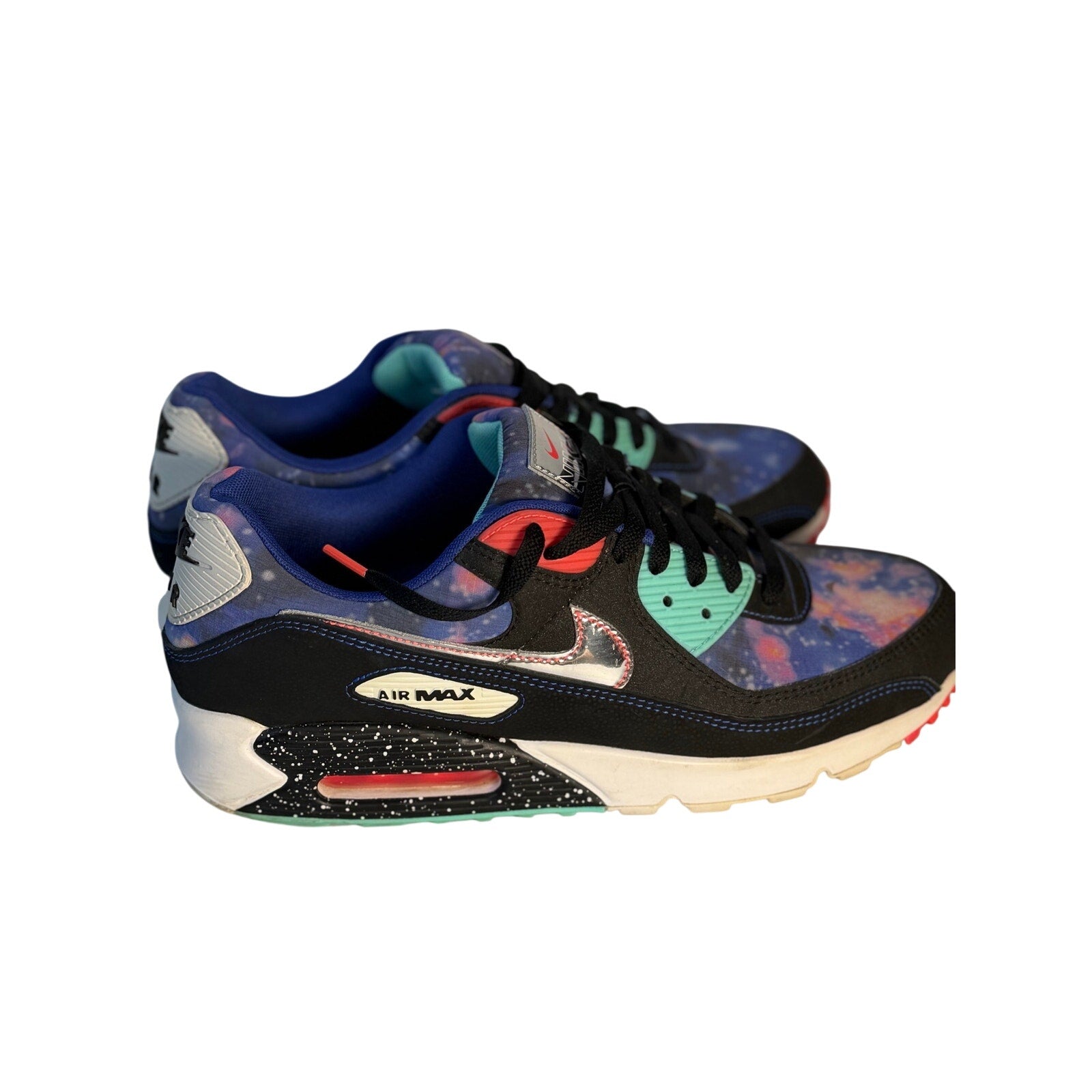 Nike Air Max 90 QS Galaxy space-themed sneakers for men, showing black and cosmic design details, size US 11.5.