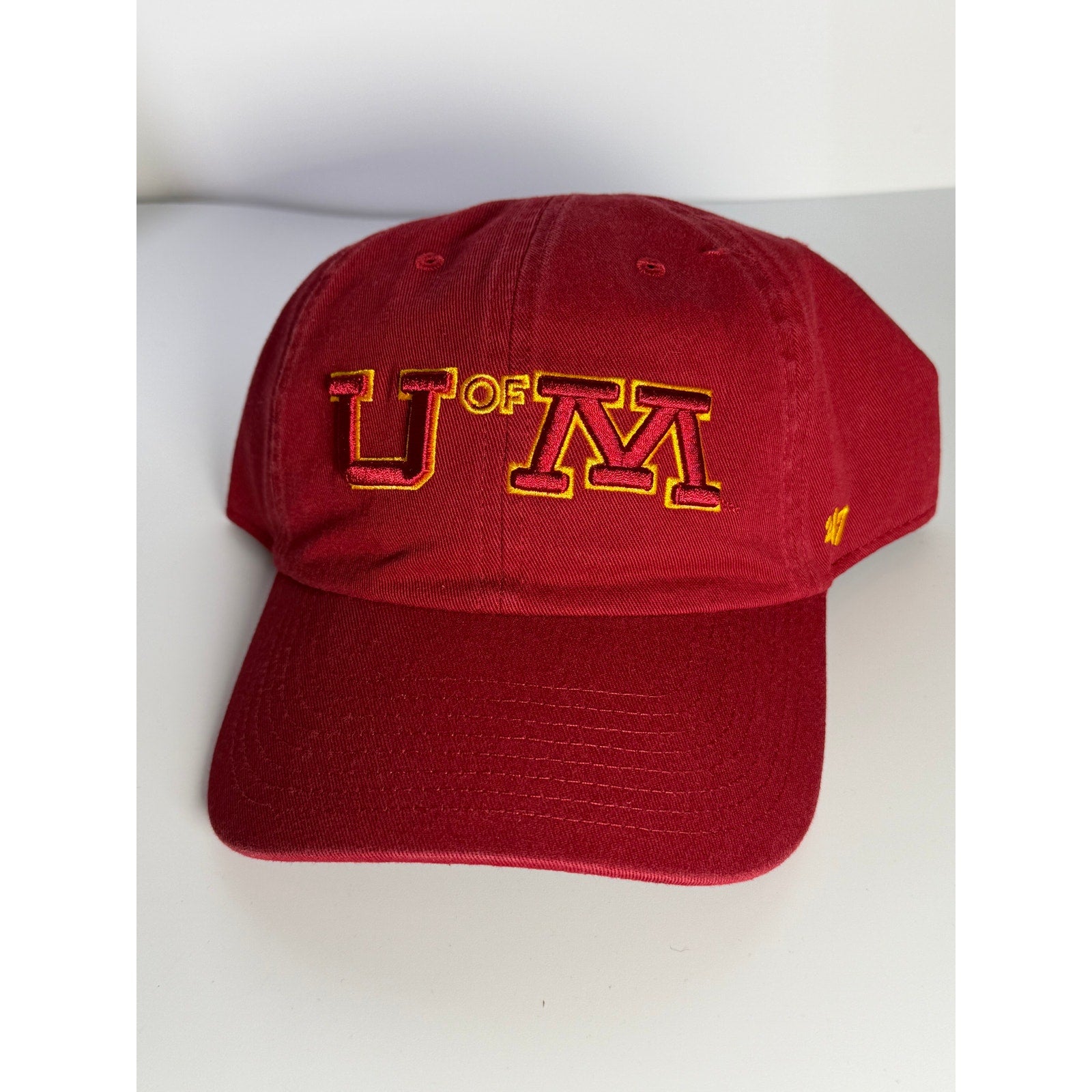 Maroon and gold '47 University of Minnesota U of M adjustable dad hat with embroidered logo, OSFM fit, casual headwear.