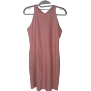 Beyond Yoga women's dusty rose racerback midi tank dress, size M, shown flat on a white background.