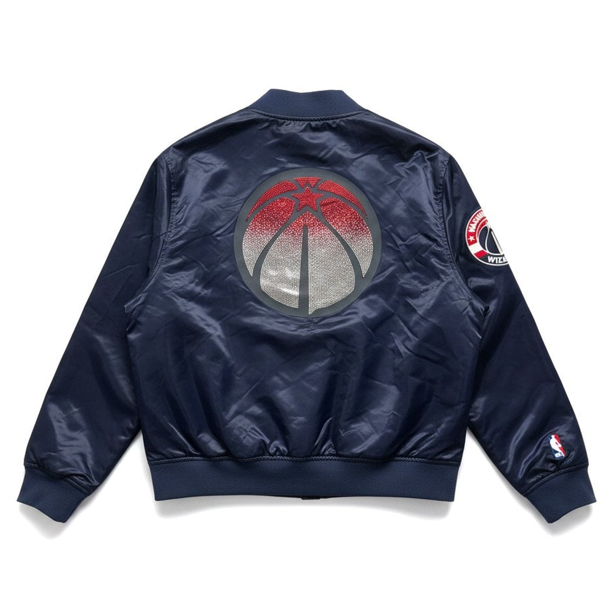 Pro Standard Women’s NBA Washington Wizards Jewel Satin Jacket in size small, featuring team logo and satin fabric with detailed design.