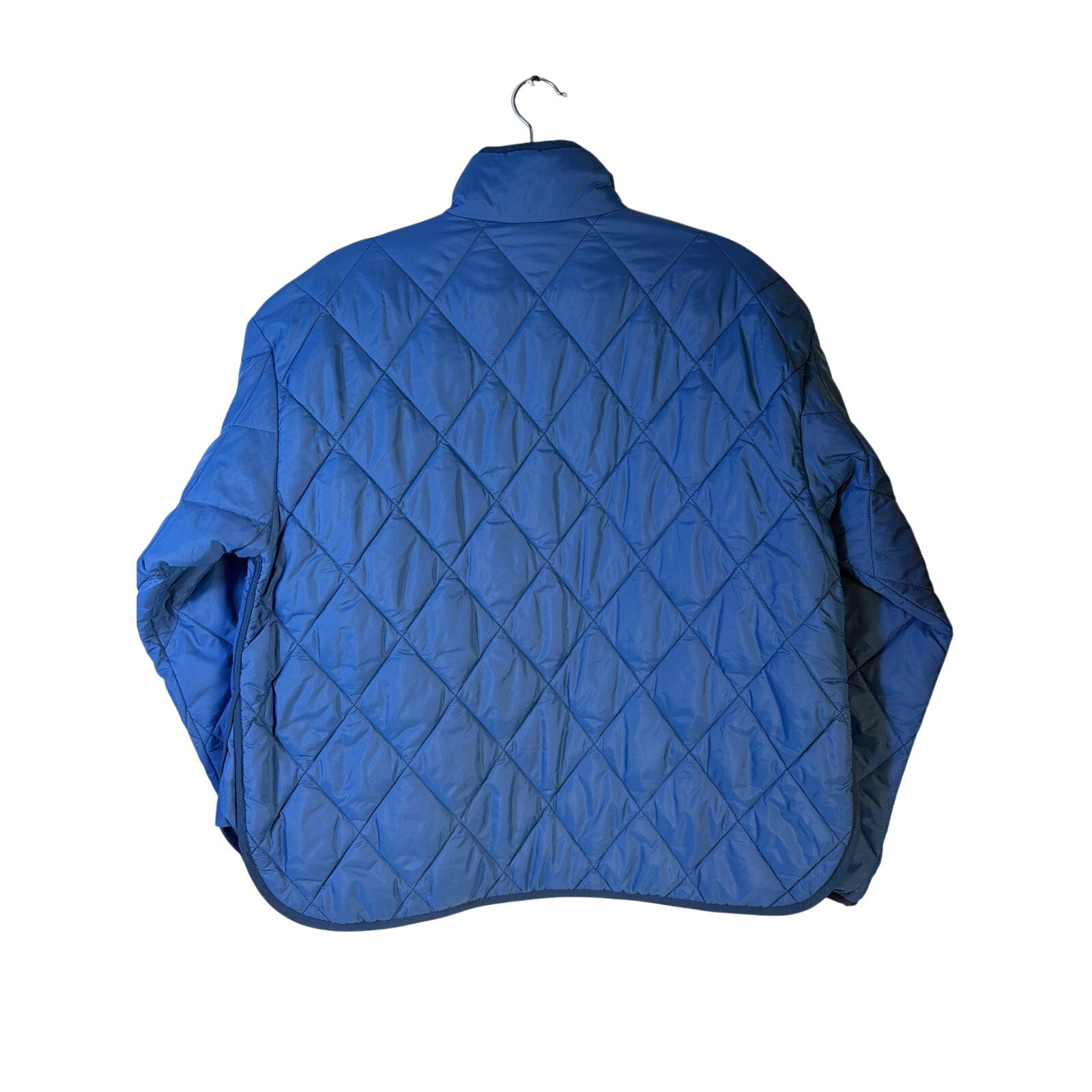 DSG women's water-repellent quilted anorak jacket in mountain lake blue, size small, with hood and zip closure, new with tags.