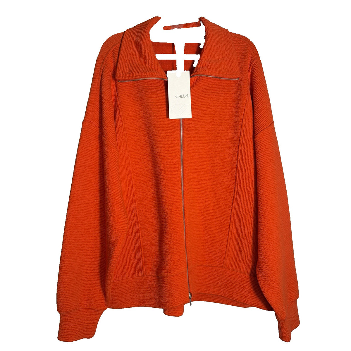 Women's CALIA Elevate full zip textured sweatshirt in fresh red, size XL, showcasing the stylish, comfortable design.