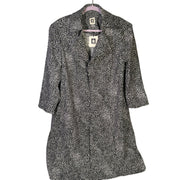 Anne Klein women's black and white animal print blazer jacket, size XL, stylish and fitted with lapels and long sleeves.