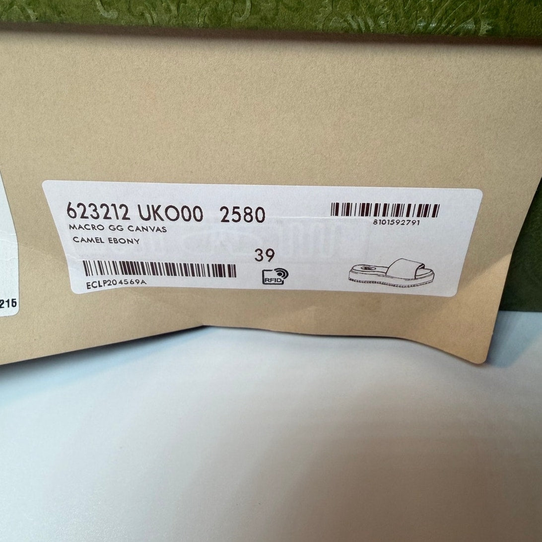 Gucci GG Logo Platform Slide Sandals – Beige/Brown – Women’s Size 8.5 (NIB)