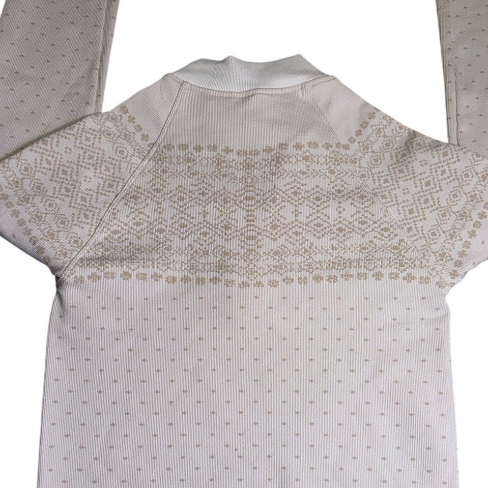 DSG Women’s ivory taupe Fair Isle quarter-zip sweatshirt with long sleeves, size S, new with tags.