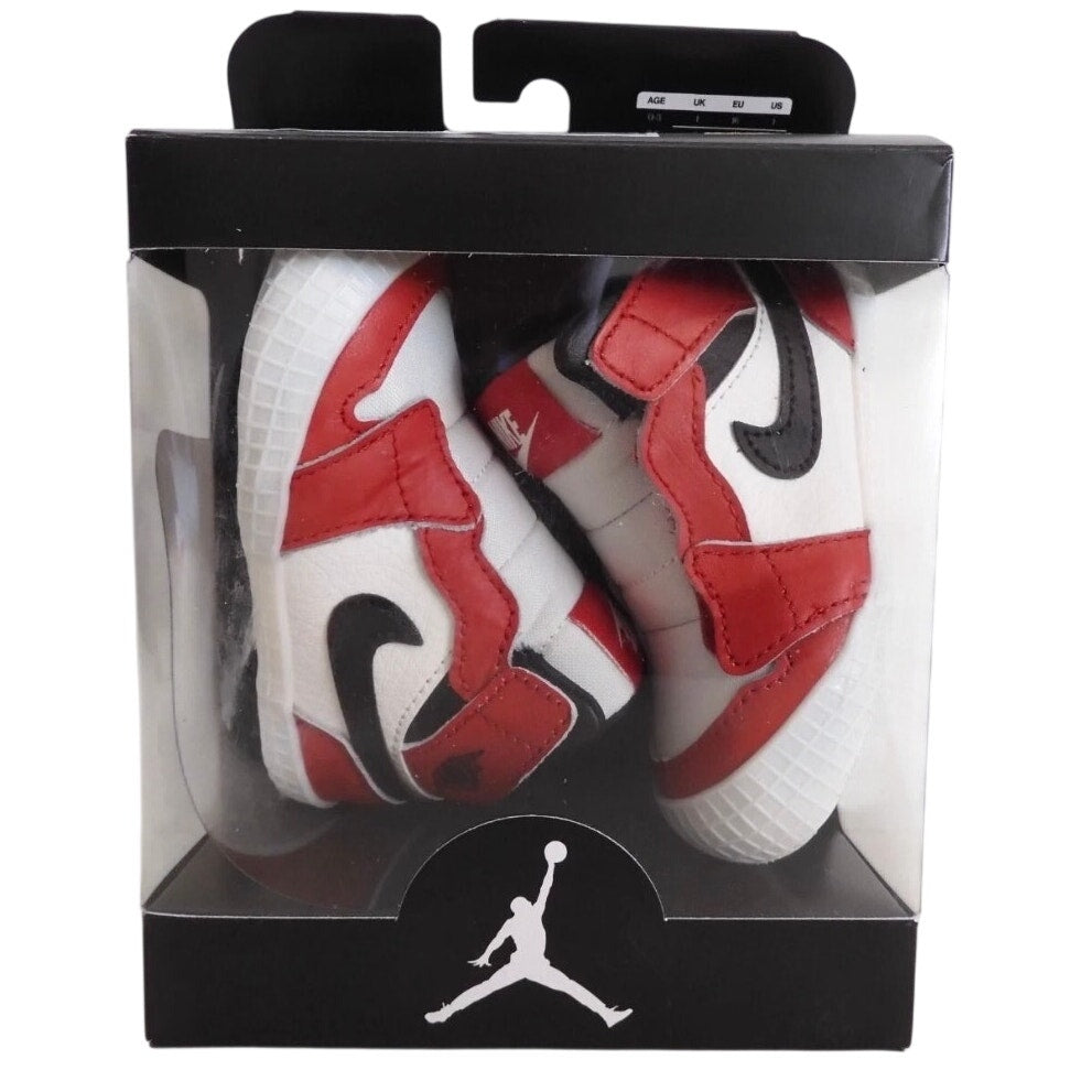 Nike Air Jordan 1 Retro High OG "Lost & Found" Chicago infant crib booties, size 3C, featuring classic Jordan sneaker design.