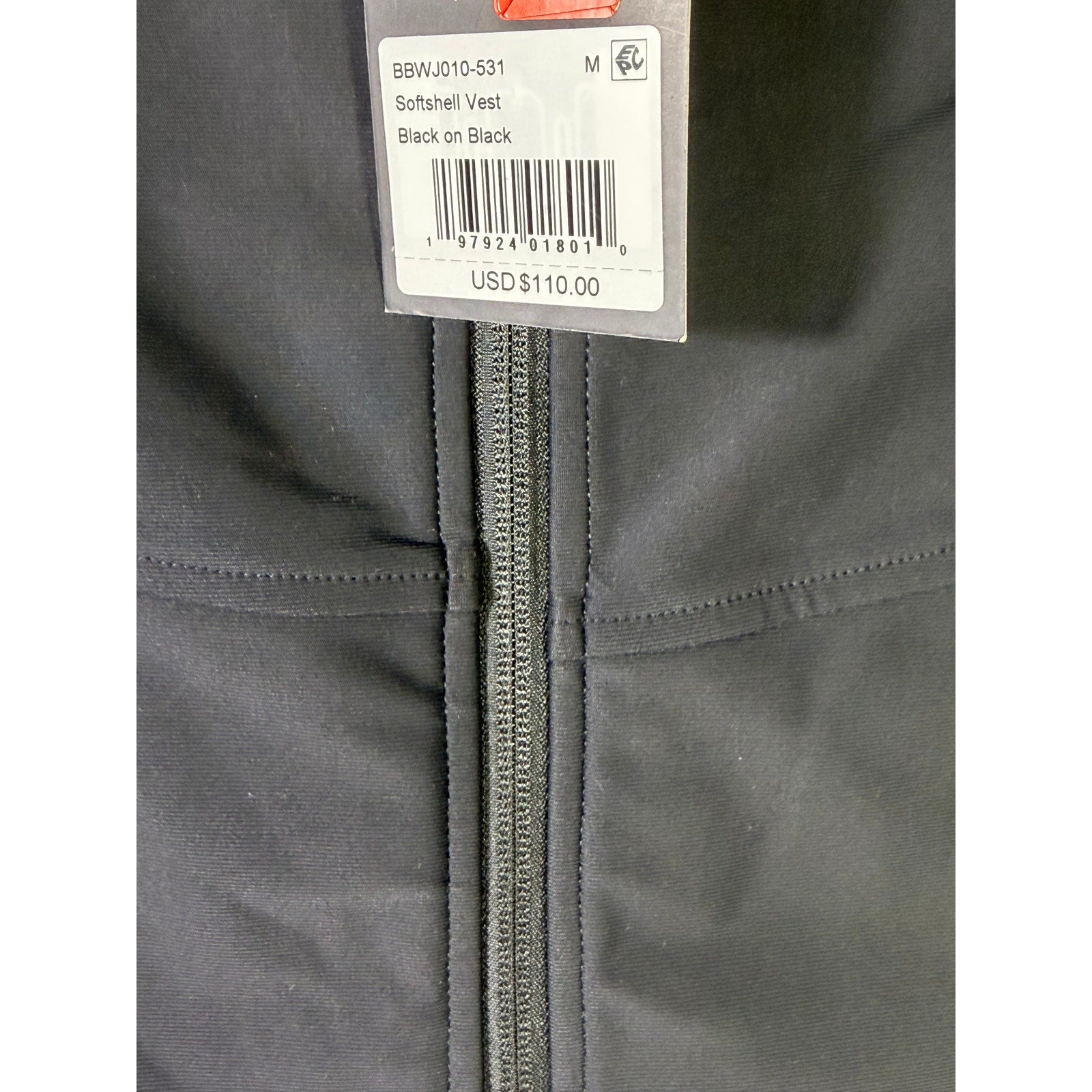 Black Bad Birdie men's softshell golf vest with full zip, lightweight and stylish, perfect for outdoor golfing in cool weather.