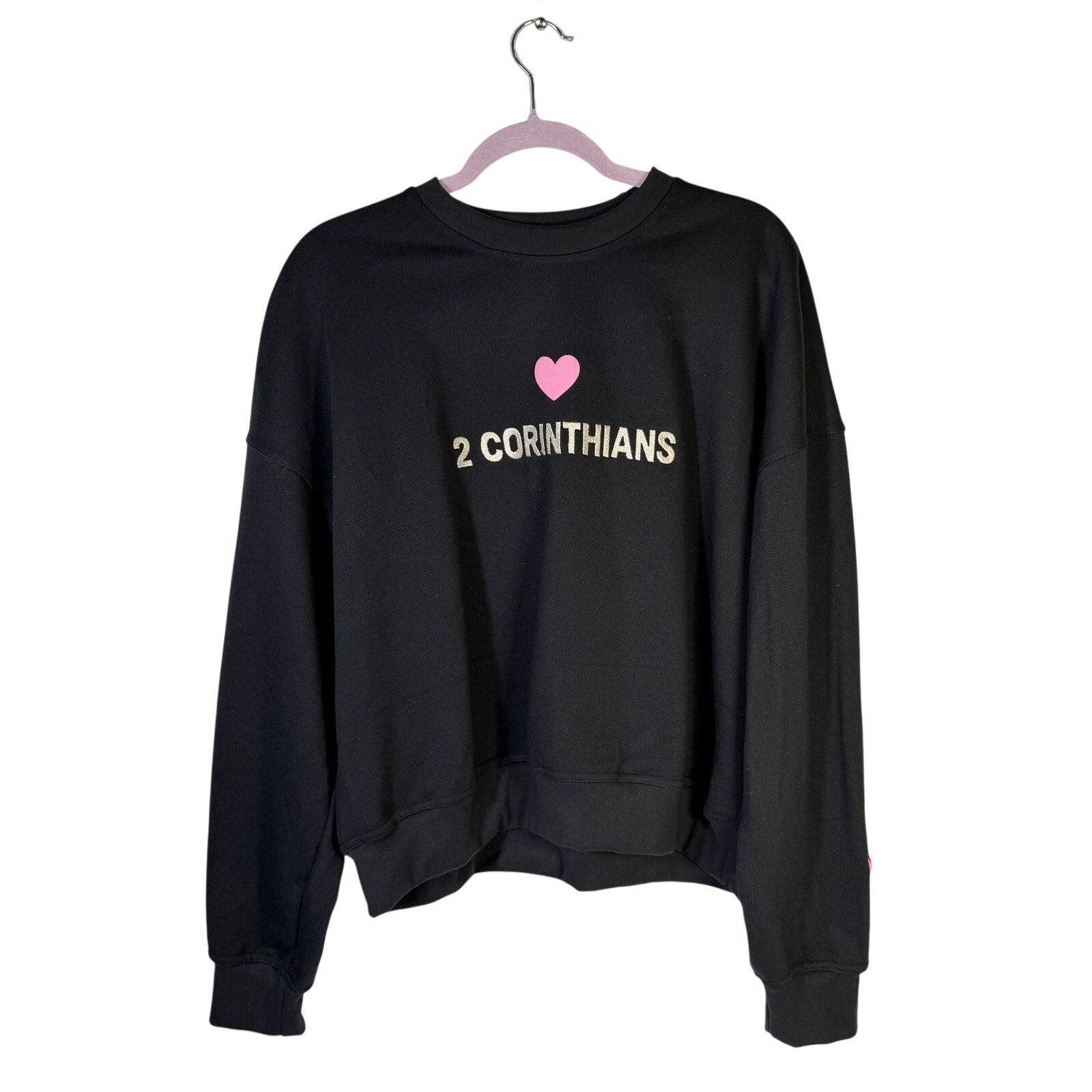 Christian crewneck sweatshirt by The Frugal Teacher with "Walk by Faith" slogan, shown in XL size, new with tags.