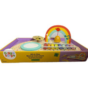 Gigglescape all-in-one wooden toddler musical instrument table with xylophone, drums, cymbal, and bells for children 18 months+