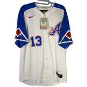 Nike Atlanta Braves Ronald Acuña Jr. #13 MLB jersey for men in medium size, featuring team logo and player details.