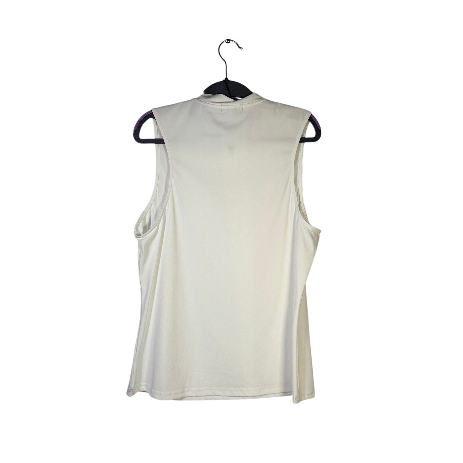 White Bad Birdie women’s Blade sleeveless golf polo top in size XL, featuring a stylish and comfortable design.
