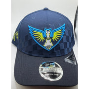 New Era Dallas Wings WNBA navy 9SEVENTY stretch-snap hat, front view showing adjustable snapback and team logo.