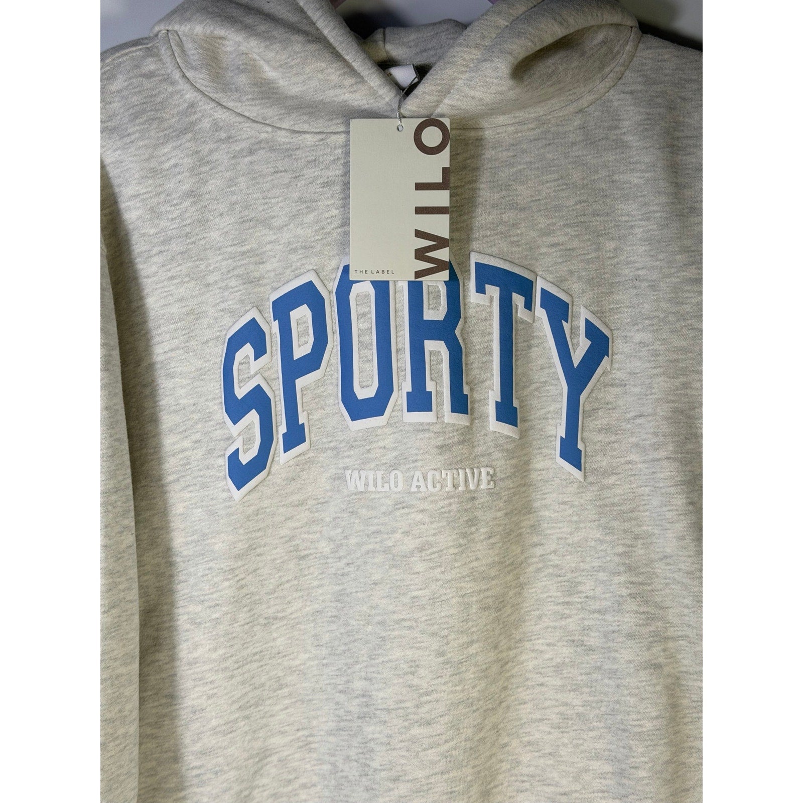 WILO Women's 2-piece hoodie and shorts set in white marle blue, featuring a casual, comfortable outfit for everyday wear.
