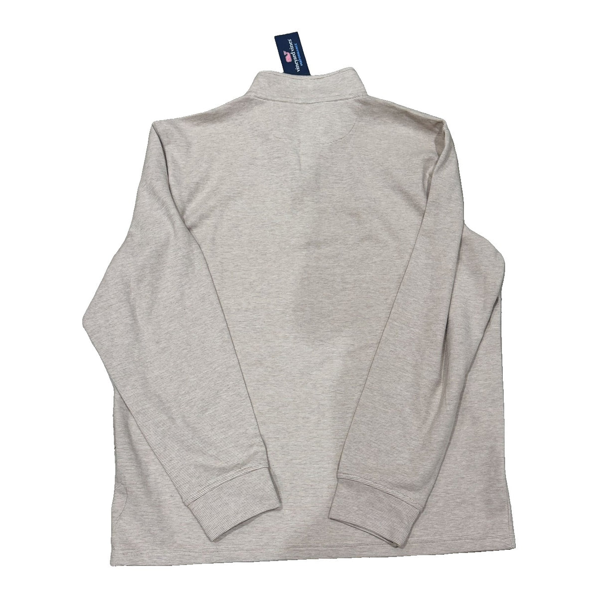 Vineyard Vines men's XL saltwater quarter zip pullover in officer khaki with navy and white stripes, new with tags.