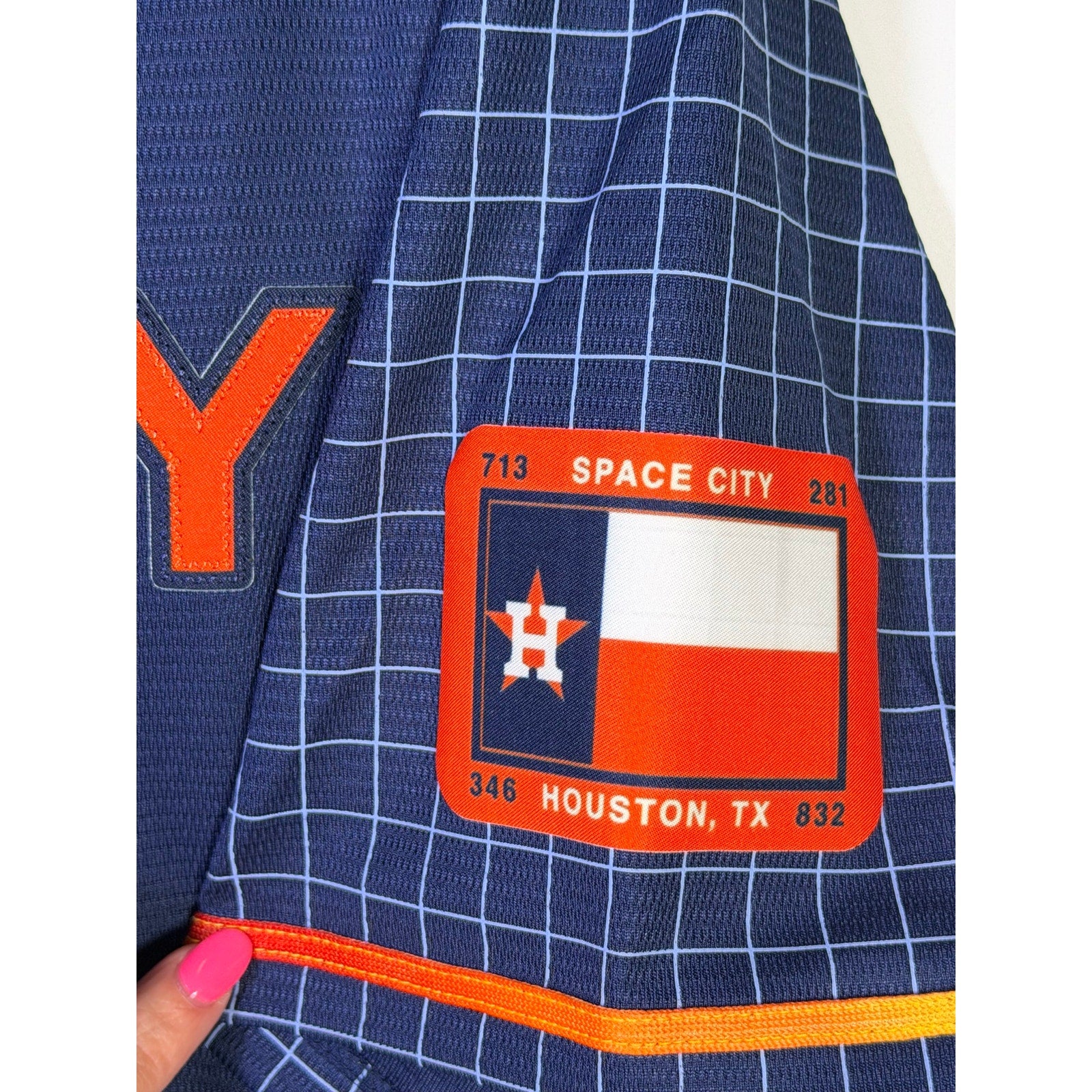 Nike Houston Astros Space City Connect MLB jersey in navy for men, size M, featuring team logo and detailed design.