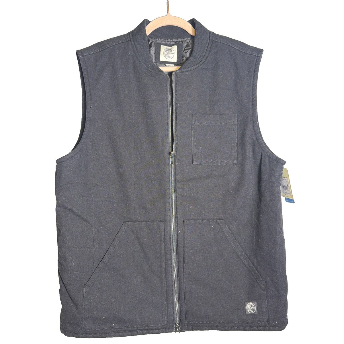 Men's O'Neill OG Turner Canvas Work Vest in black, size 2XL, shown with front view, casual style and durable fabric.