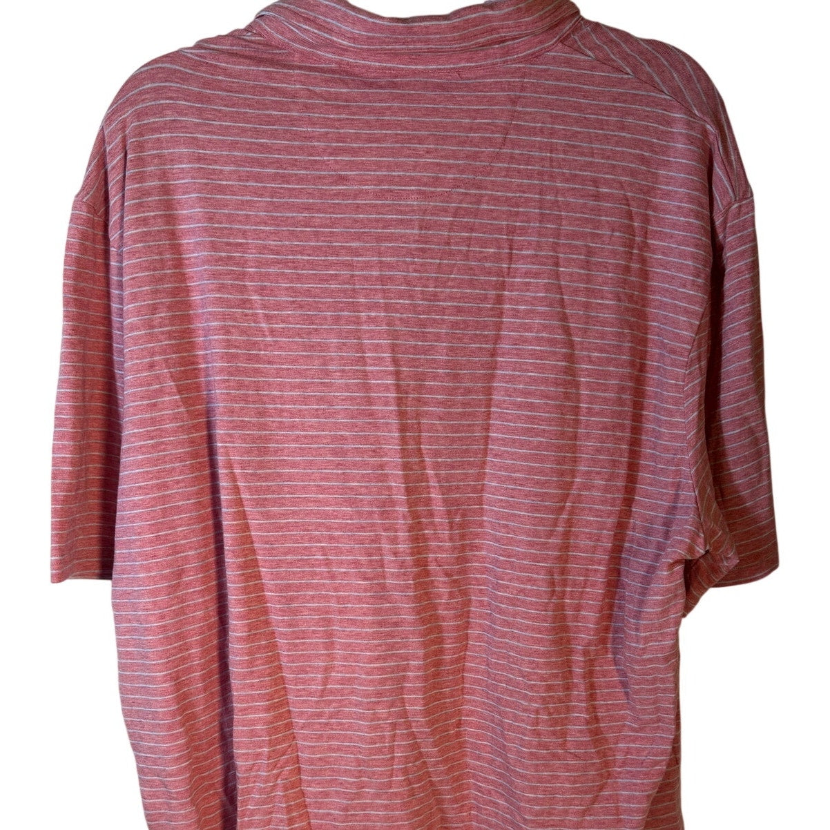 Johnnie-O men's pink and white striped polo shirt with pocket, XXL size, new with tags, casual men's apparel