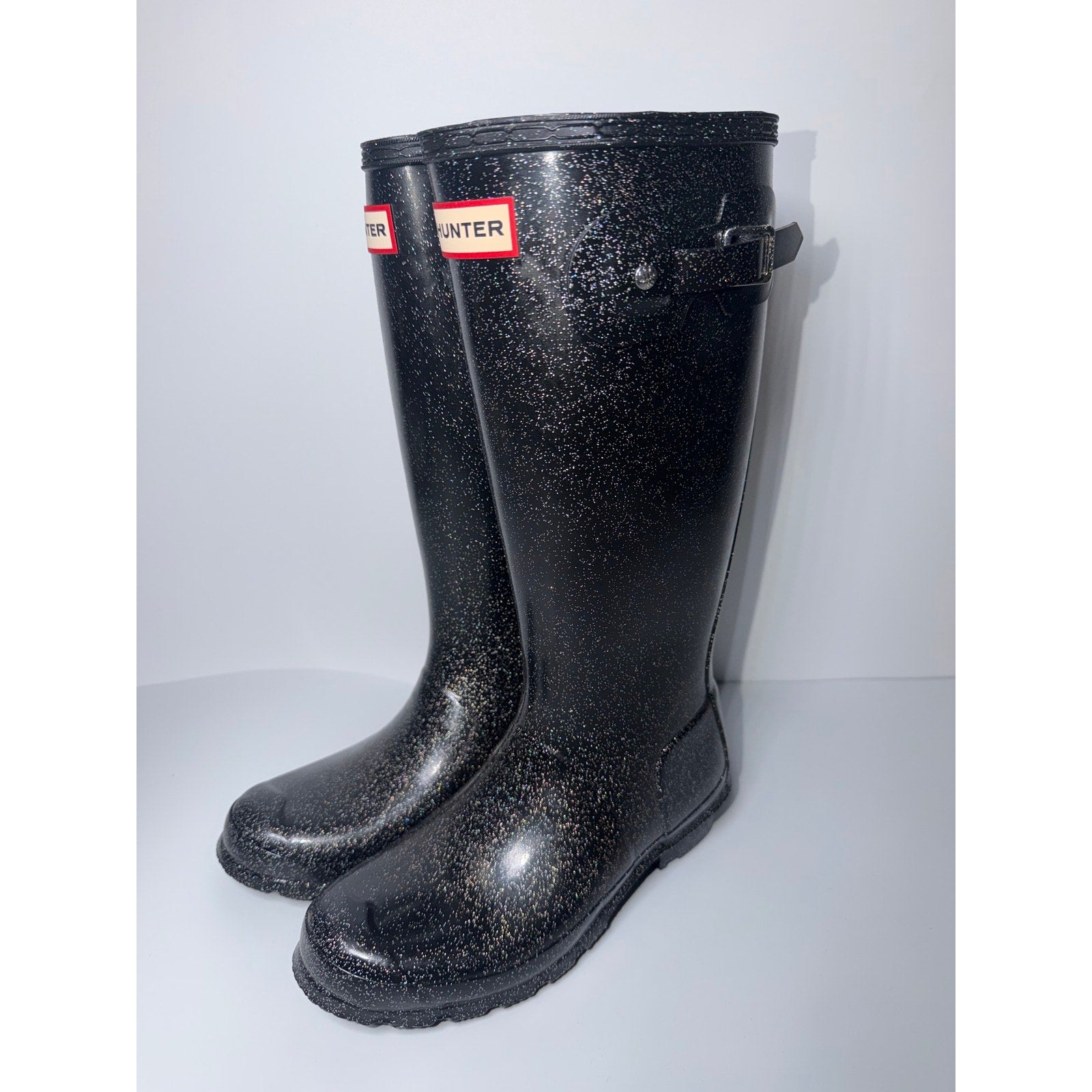 Hunter Girls Starcloud Glitter Tall Rain Boots – Black – US Girls Size 4B/5G