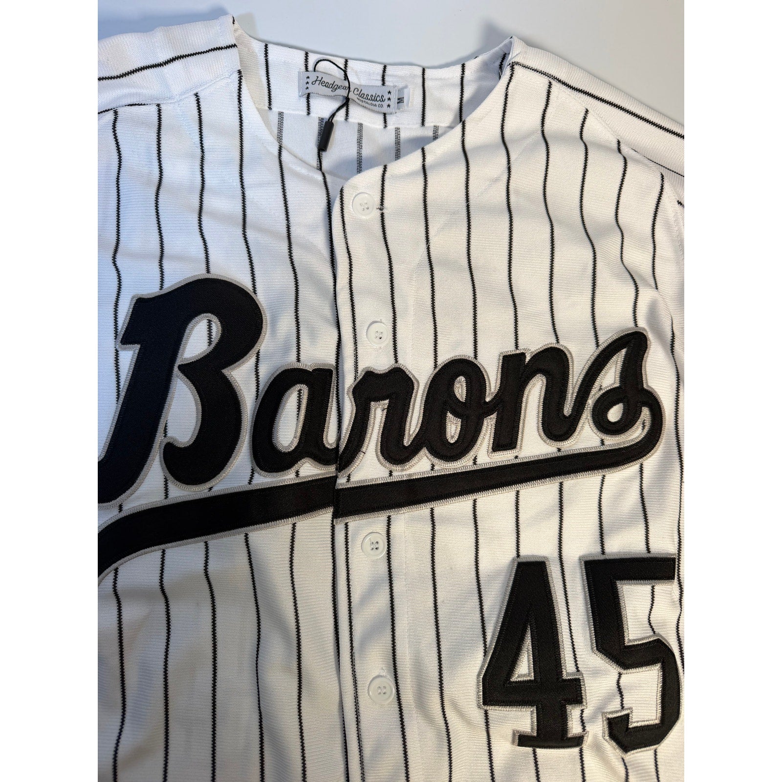 Men's XL Headgear Classics Birmingham Barons Michael Jordan #45 baseball jersey, new with detailed team and player graphics