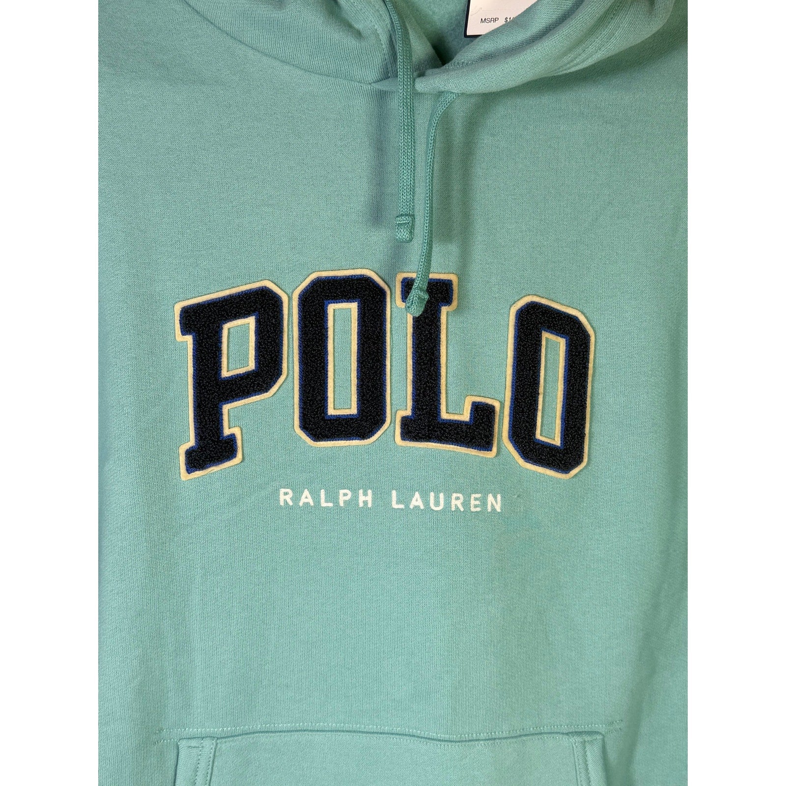 Green Polo Ralph Lauren men's classic fit logo hoodie in size L, showing front view with the iconic Ralph Lauren logo.