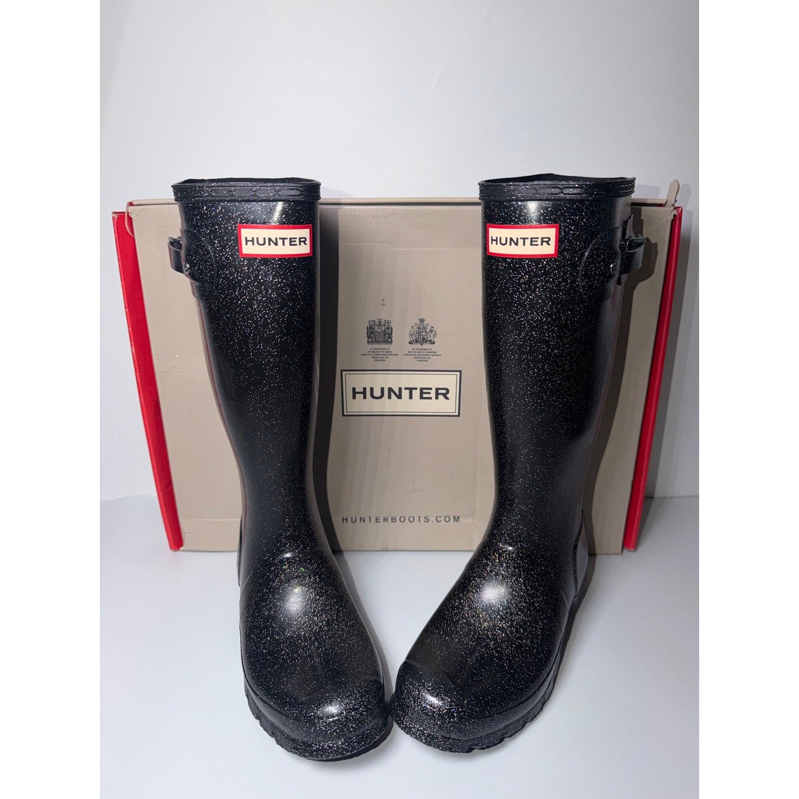 Hunter Girls Starcloud Glitter Tall Rain Boots – Black – US Girls Size 4B/5G
