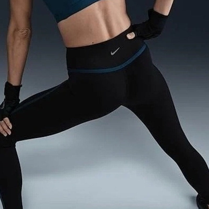 NWT Nike One Women's Medium High-Waisted 7/8 Leggings Black Armory Navy Dri-FIT