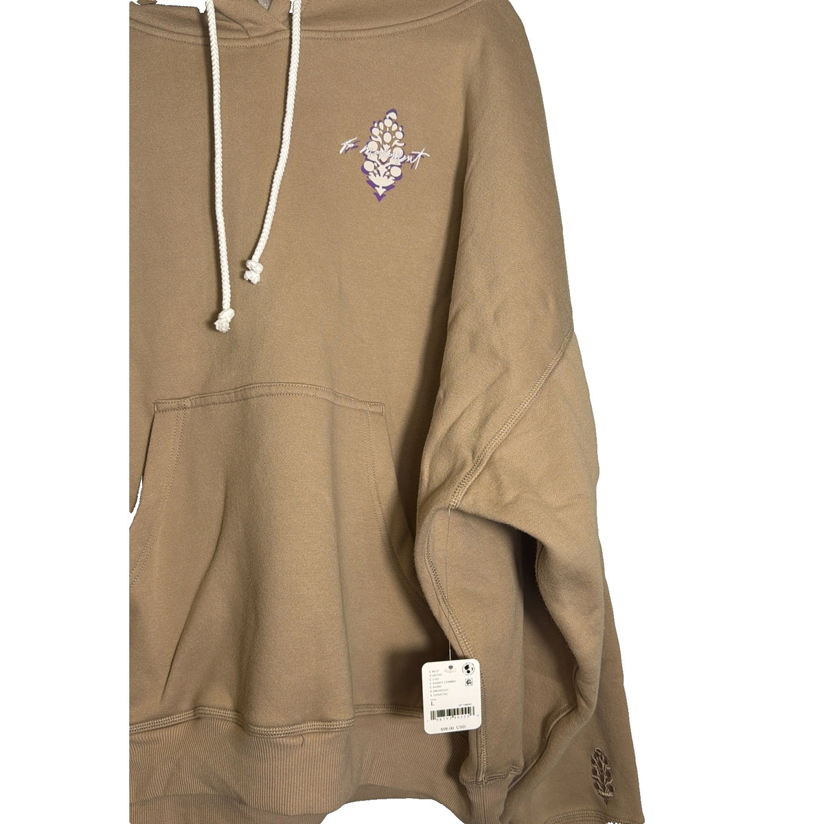 Women's FP Movement Free People graphic hoodie in sand, casual sweatshirt with a printed front design and relaxed fit.