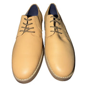 Sperry Top-Sider men's plain toe oxford shoes in tan pebbled leather, size 11.5, new in box, showcasing classic slip-on design