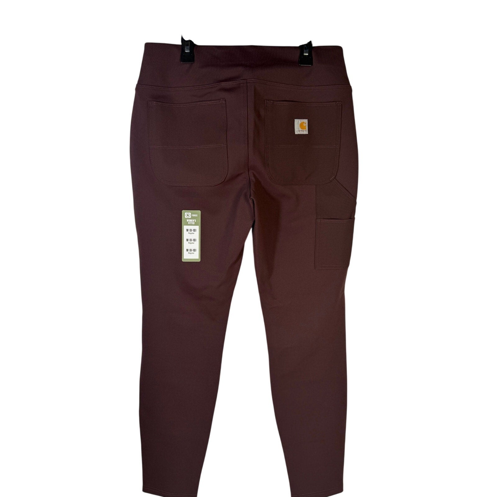 Carhartt Force women's fitted utility pants in size M 8-10 regular, brown, with multiple pockets and durable fabric.
