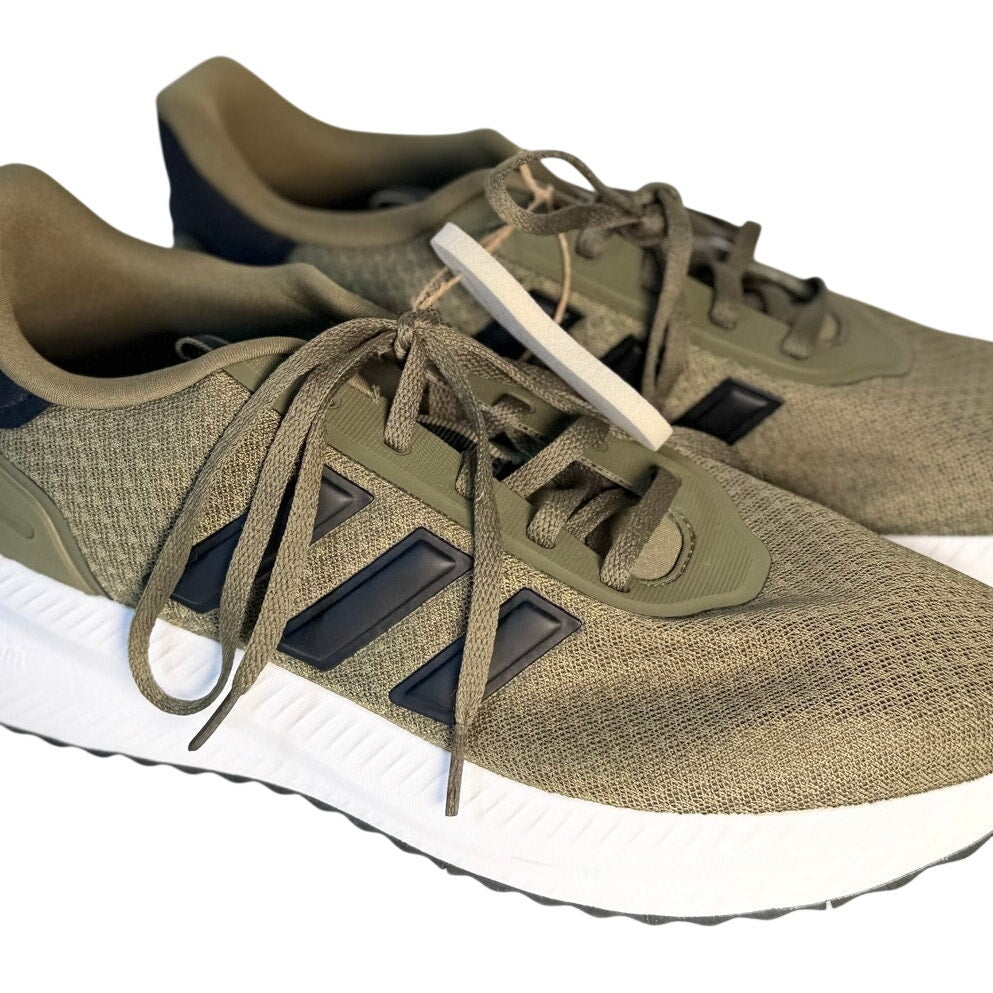 Adidas Runfalcon 3.0 men's running shoes in olive green and black, featuring breathable mesh and supportive soles.