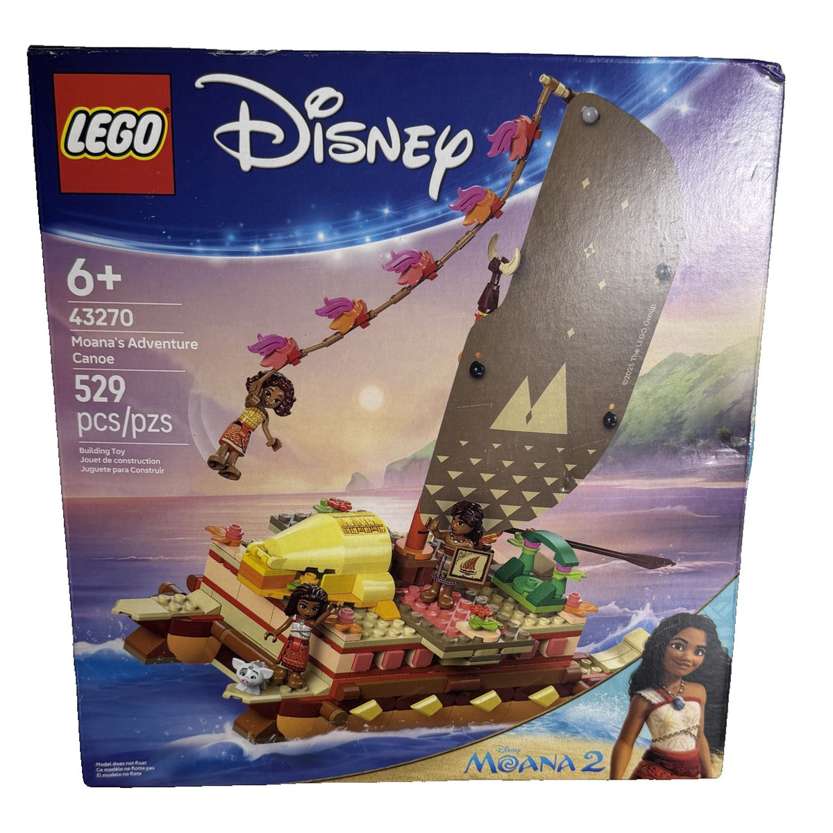 LEGO Disney Moana 2 Moana's Adventure Canoe 43270 529 Pieces New in Box