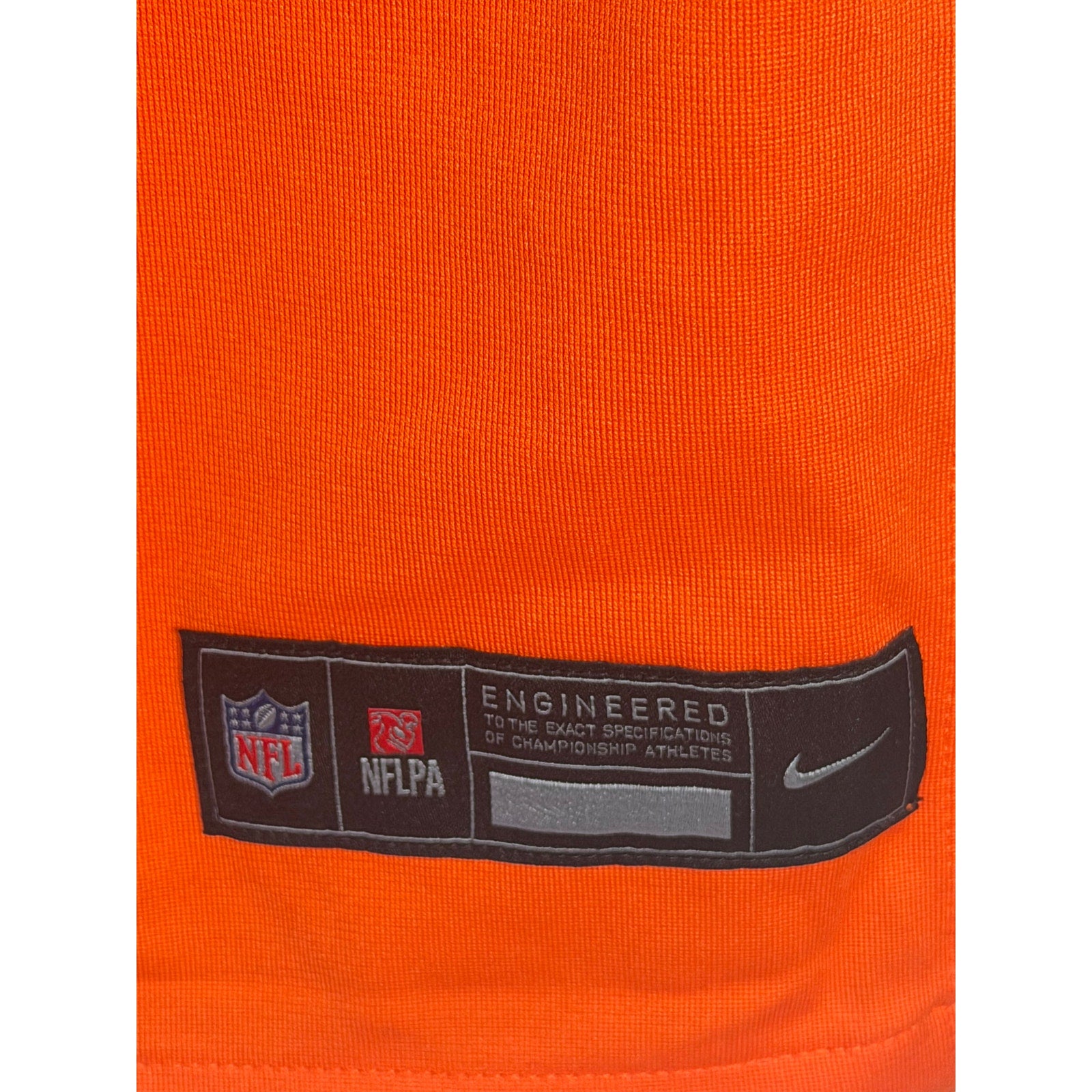 Nike youth Denver Broncos Patrick Surtain II #2 orange game jersey, size large, with team and player details visible.