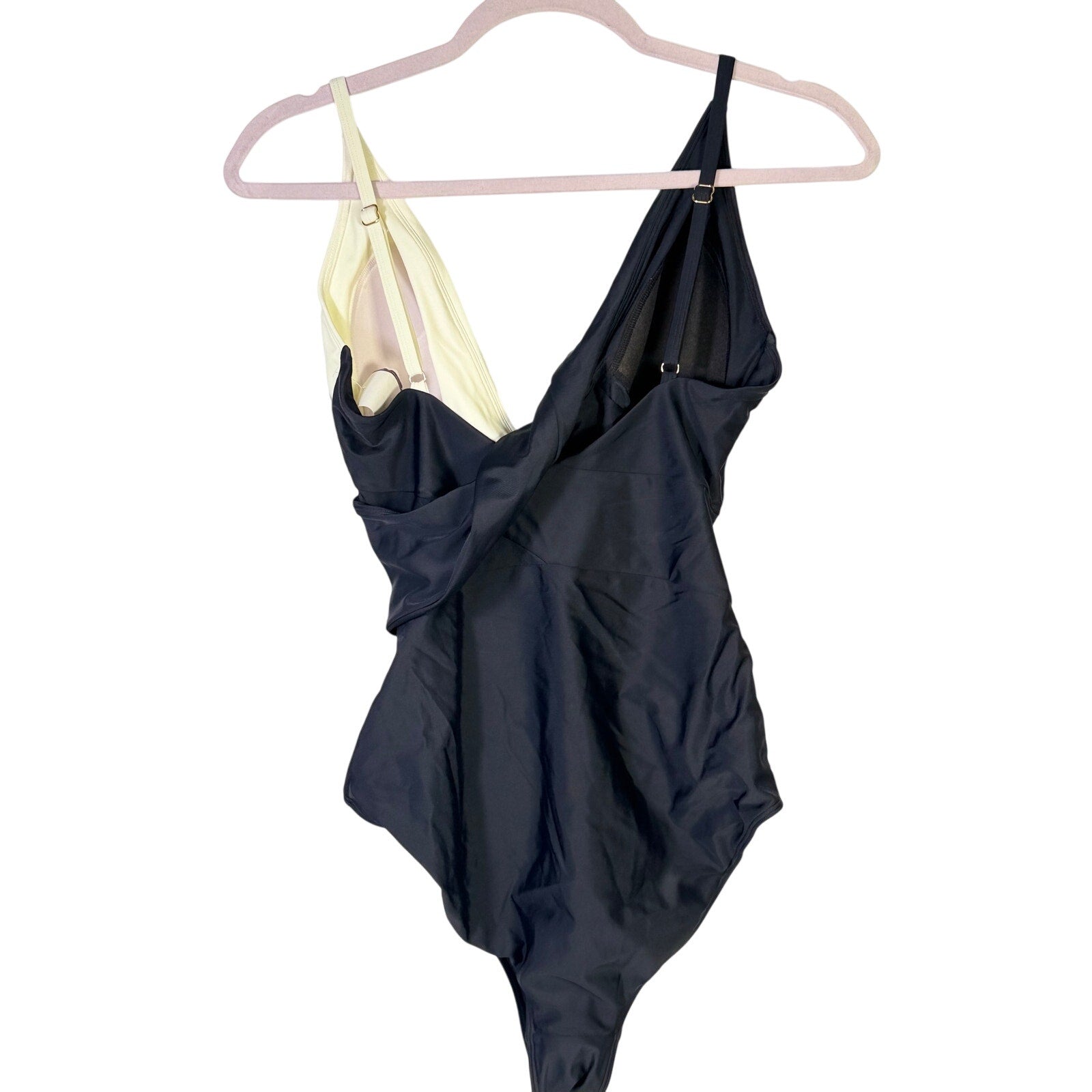 Summersalt black cream colorblock one-piece swimsuit for women, size 12, featuring stylish design and comfortable fit.