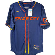 Nike Houston Astros Space City Connect MLB jersey in navy for men, size M, featuring team logo and design details.