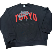 Nike Air Tokyo crewneck sweatshirt in black with red and gray embroidered Swoosh, unisex size M, casual clothing.