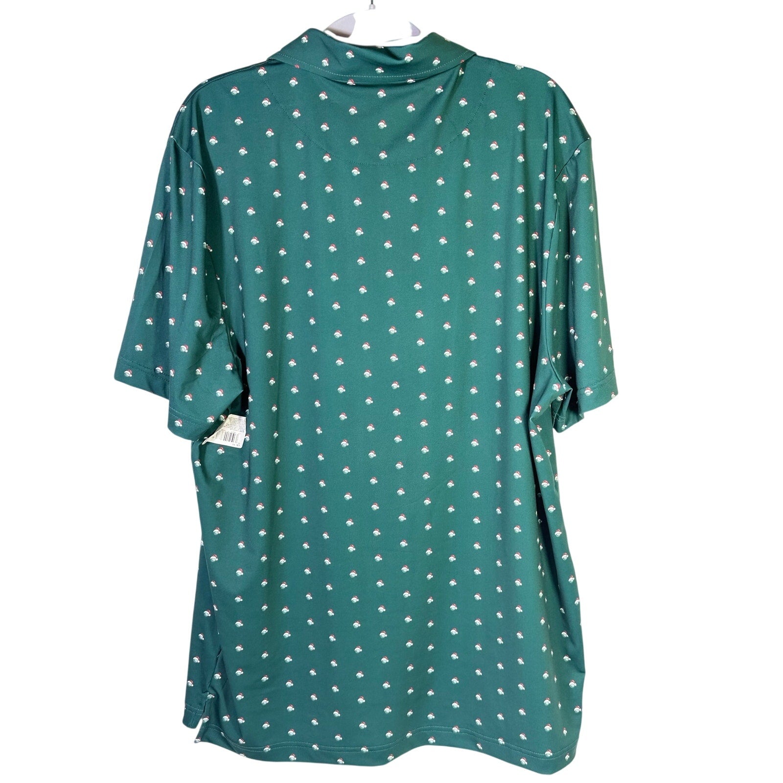 Good Good men's Santa holiday golf polo in green, size large, featuring festive design, perfect for holiday golf outings.