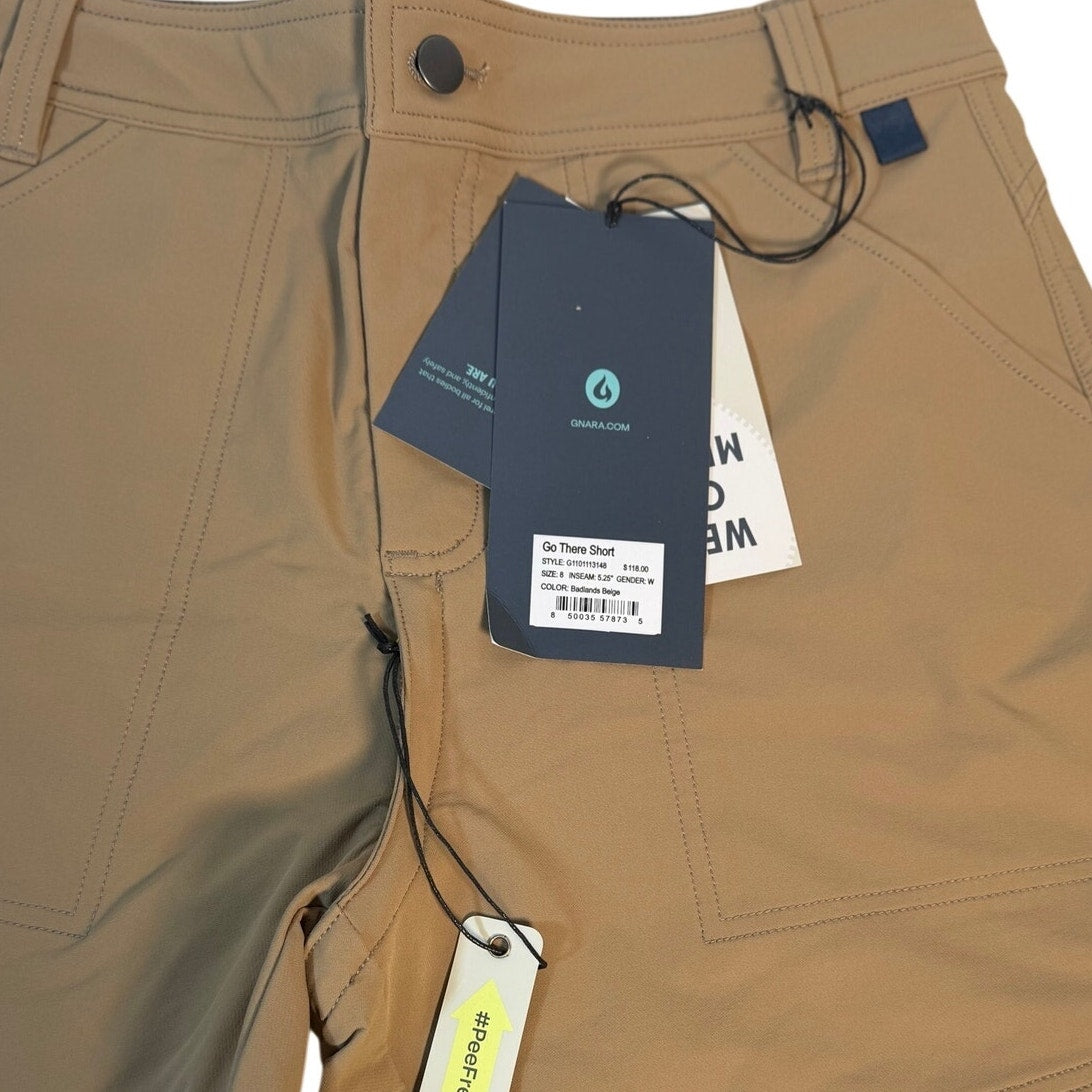 Gnara men's soft shell hiking shorts in brown, size M, featuring lightweight, durable fabric suitable for outdoor performance.