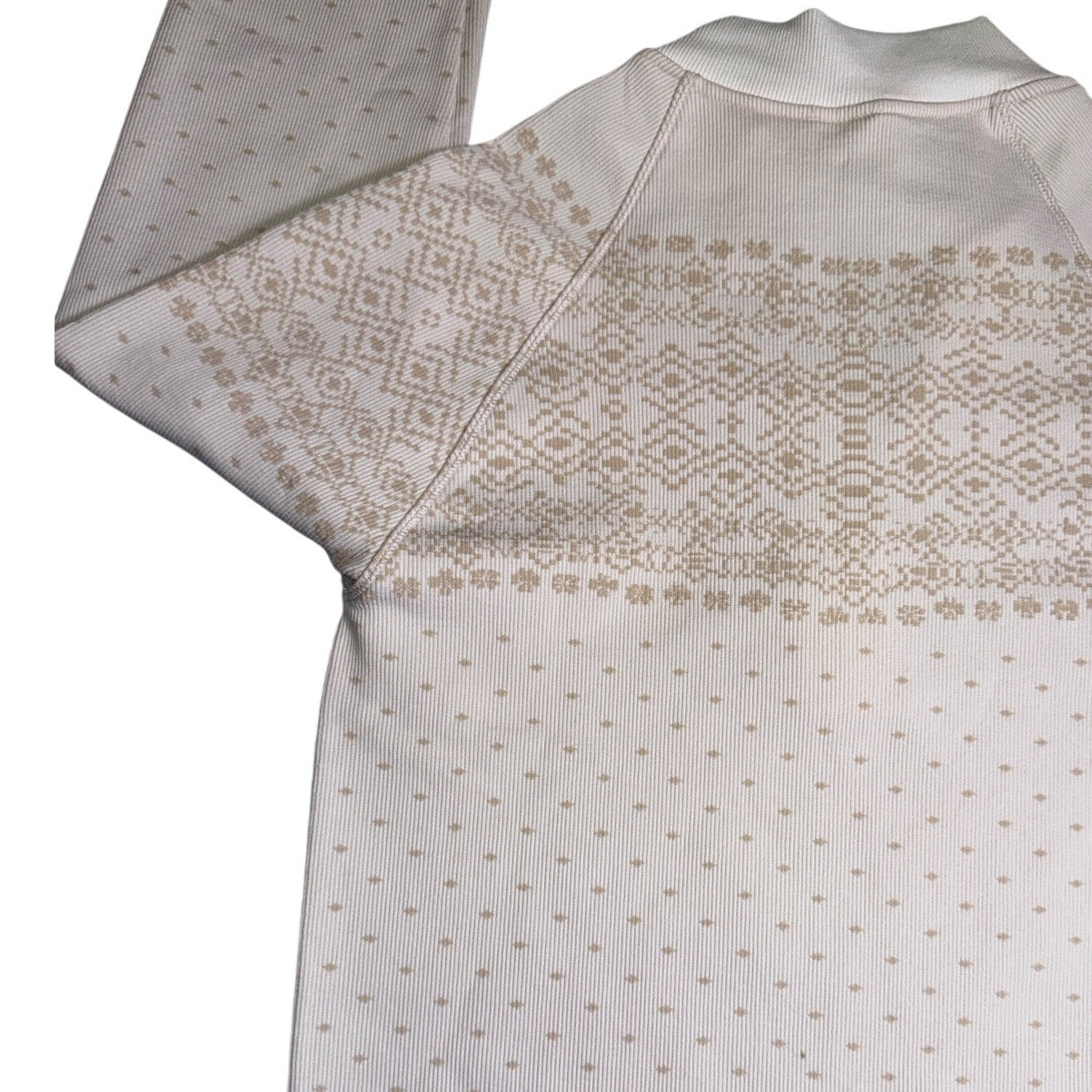 DSG women's ivory taupe Fair Isle quarter-zip sweatshirt, long sleeve pullover, size small, new with tags.