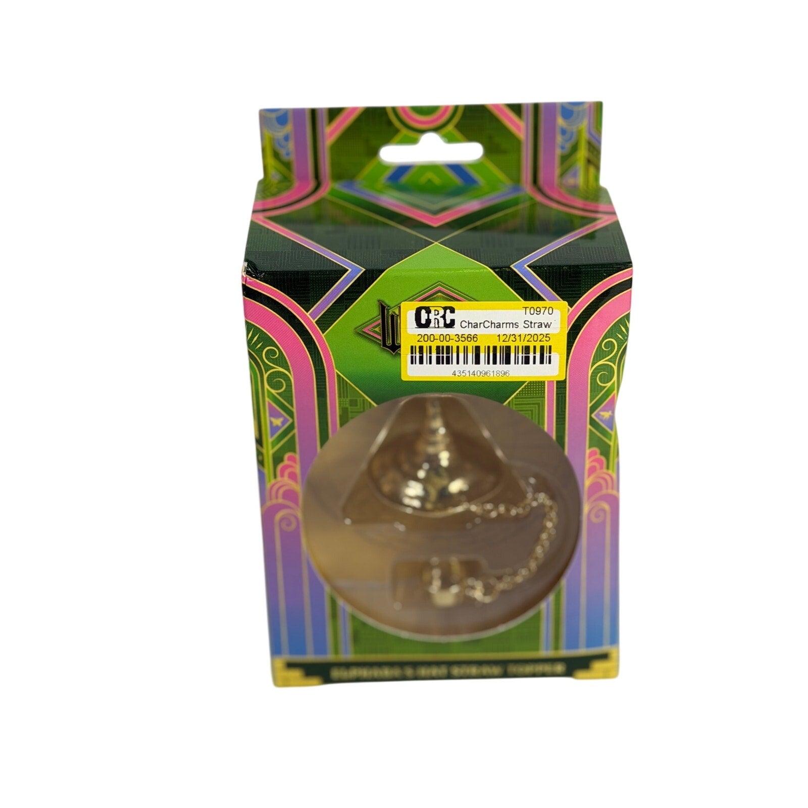 Wicked Elphaba's Hat Straw Topper Gold CharCharms Reusable Drink Accessory NIB