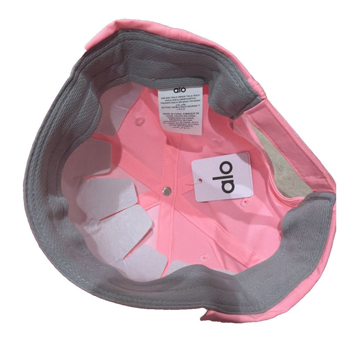 Pink Alo Yoga embossed logo baseball cap, one size, casual hat with stitched branding and curved brim, new with tags.