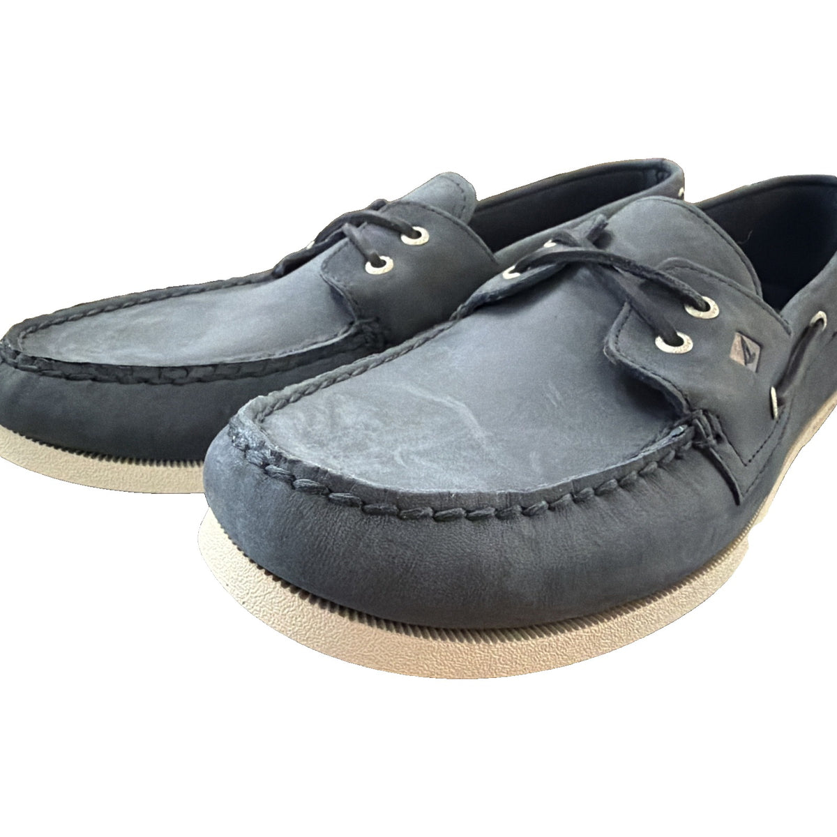 Men's Sperry Authentic Original 2-Eye Navy Nubuck Leather Boat Shoes, size 15, new in box.