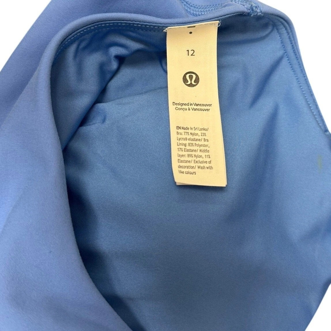 NWT Lululemon Wunder Train Strappy Racer Bra, A/B Cup "Pool Party" size 12