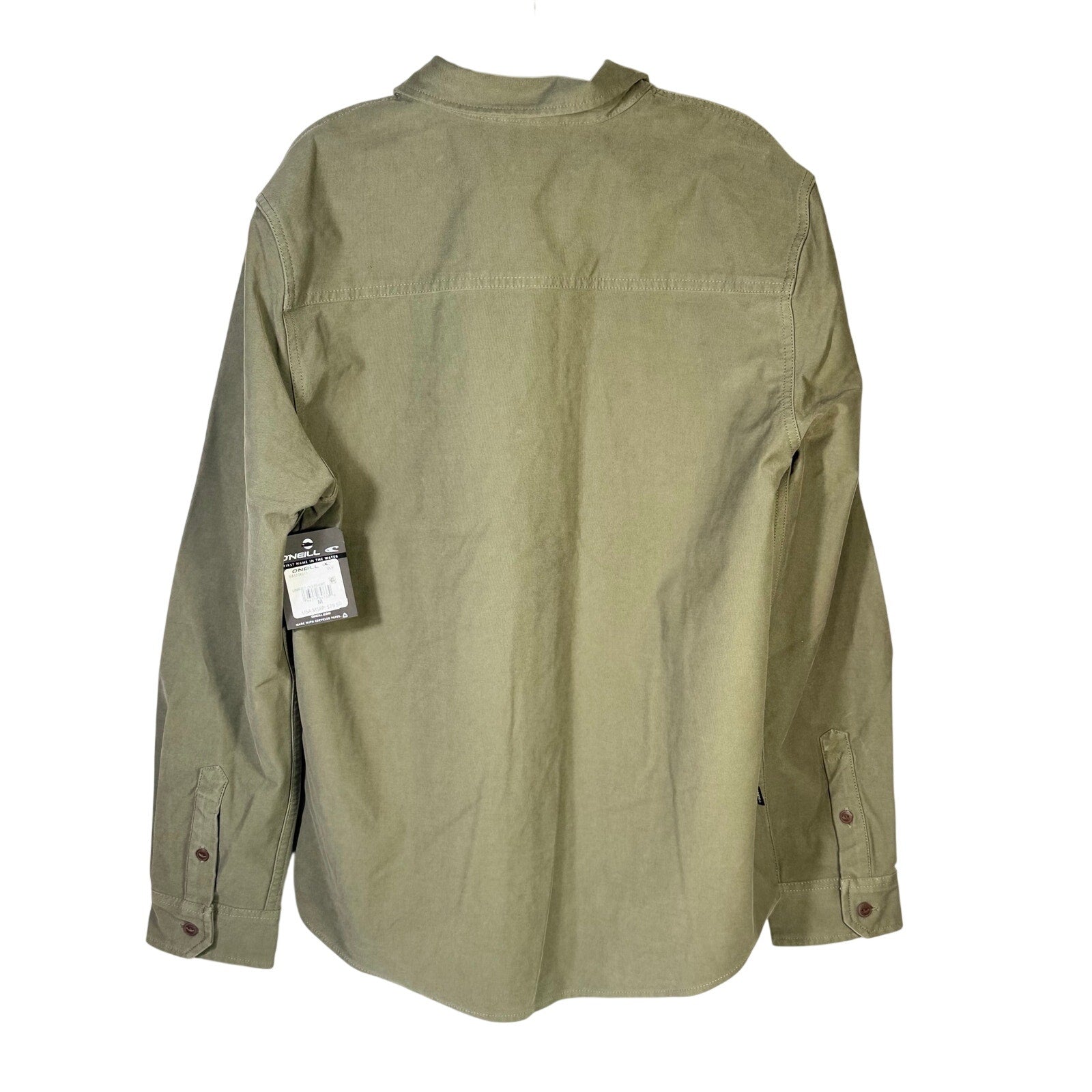 O’Neill men's olive green utility overshirt in size medium, new with tags, casual button-up shirt with multiple pockets