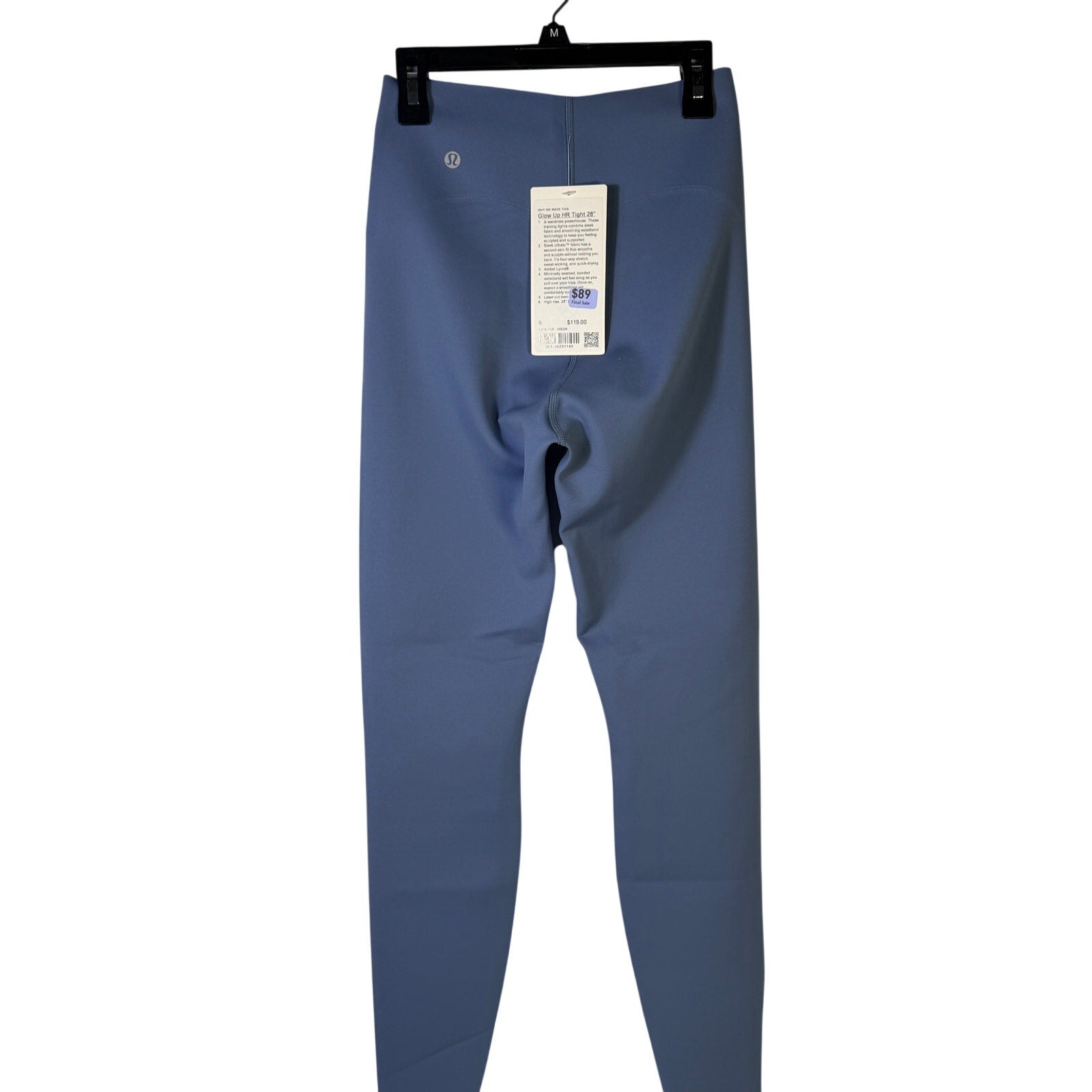Lululemon Glow Up high-rise denim leggings size 6, washed denim, full-length 28-inch inseam, new with tags