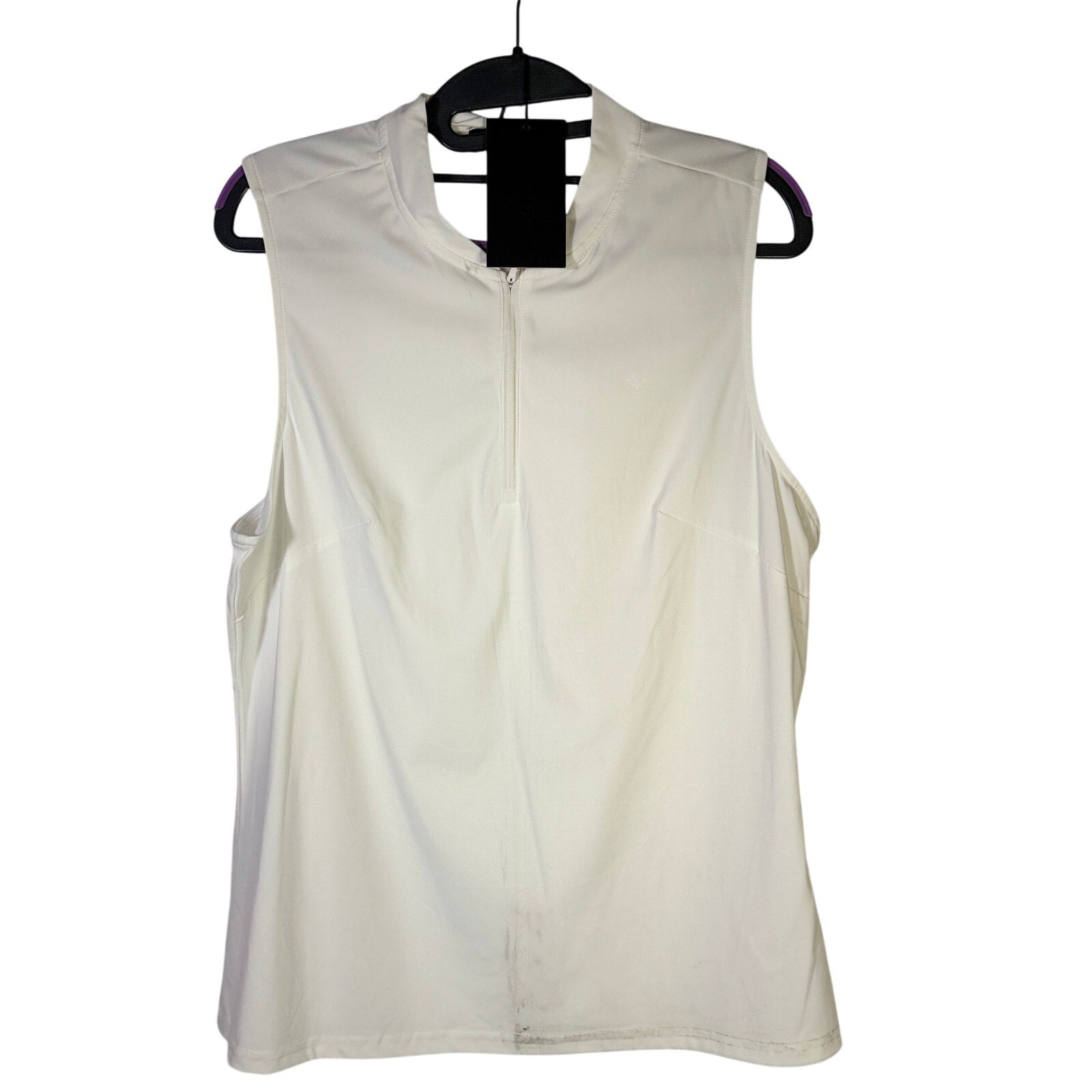 White Bad Birdie Women's Blade sleeveless golf polo top in size XL, featuring a casual athletic design.
