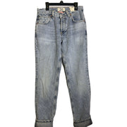 Light wash We The Free Free People CRVY Siren Rise straight leg jeans for women, size 26, displayed on a hanger.